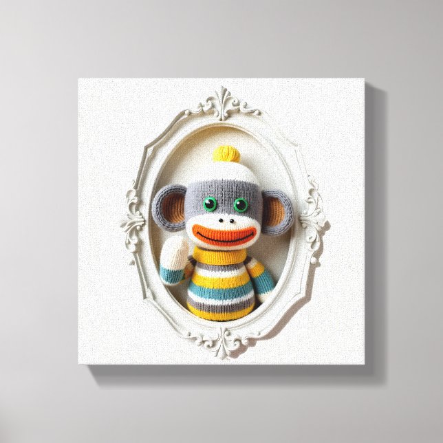 Impressão Em Tela Macaco de Crochet Playful Wonder (Frente)