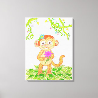 Impressão Em Tela Macaco fofo