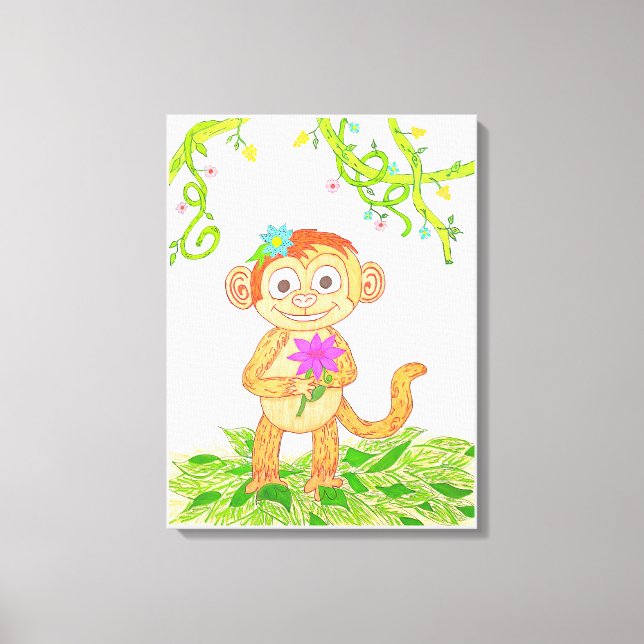 Impressão Em Tela Macaco fofo (Frente)