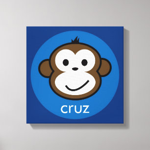 Impressão Em Tela Macaco insolente personalizado [azul+marinho]