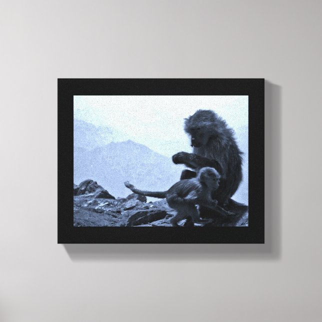 Impressão Em Tela Macaco Mãe e Bebê (Frente)