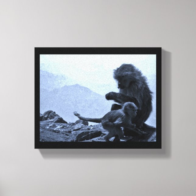 Impressão Em Tela Macaco Mãe e Bebê (Frente)