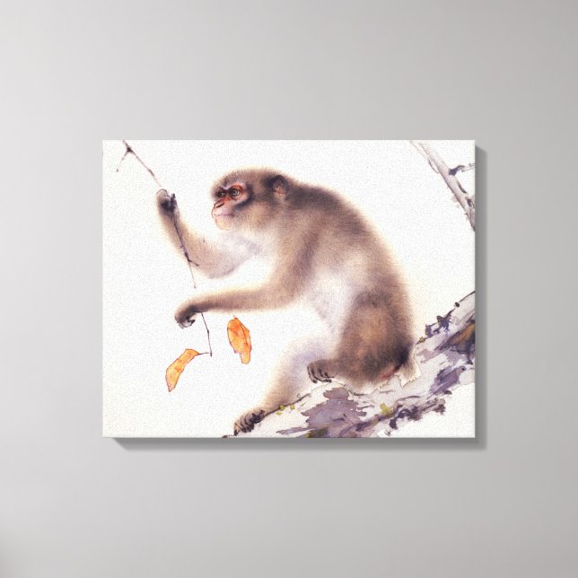Impressão Em Tela Macaco numa Árvore Persimmon (Frente)