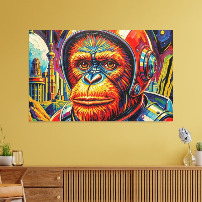 IMPRESSÃO EM TELA MACACO ORANGUTANGO ESPACIAL -8 (Insitu(Sala de estar))