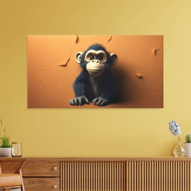 Impressão Em Tela Macaco preto (Insitu(Sala de estar))