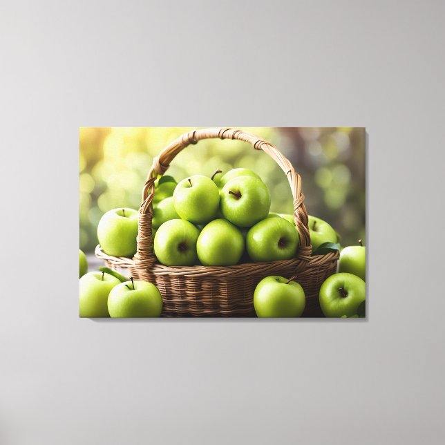 Impressão Em Tela Maçãs Granny Smith (Frente)