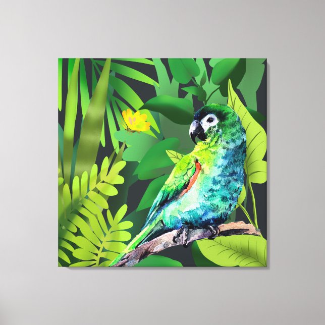 Impressão Em Tela Macaw de Hahn em uma selva (Frente)