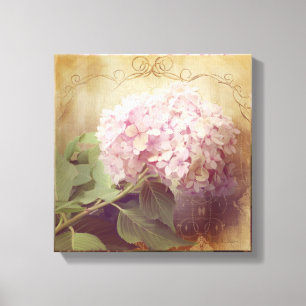 Impressão Em Tela Macia vintage floral dos Hydrangeas cor-de-rosa do