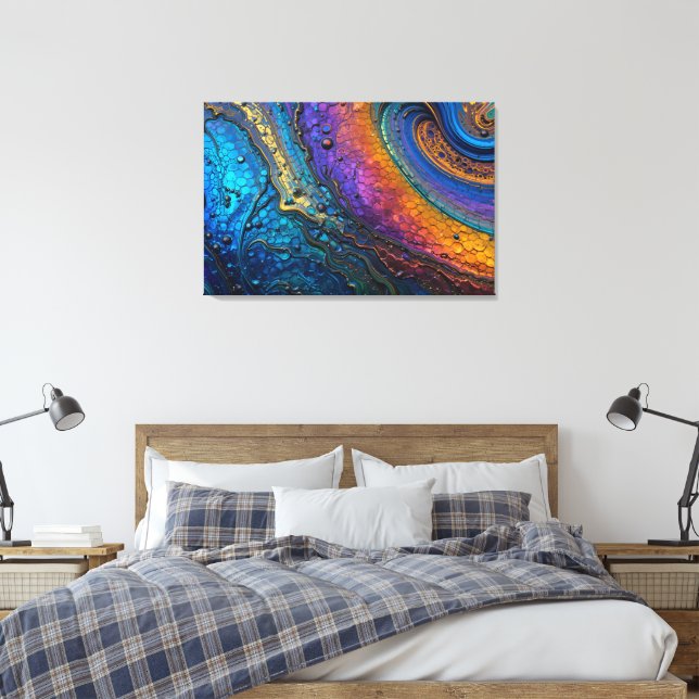 Impressão Em Tela Macro Peacock Titanium (Insitu(Quarto))