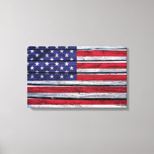 Impressão Em Tela Madeira rústica da bandeira americana