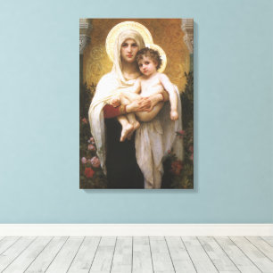 Impressão Em Tela Madona das Rosas por Bouguereau