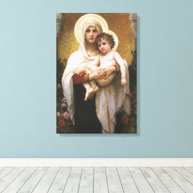 Impressão Em Tela Madona das Rosas por Bouguereau (Insitu(piso de madeira))