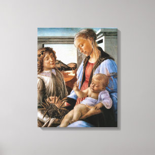 Impressão Em Tela Madona e Menino Com Anjo - Botticelli - c1470