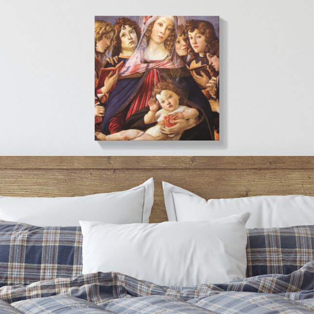 Impressão Em Tela Madona e Menino com Anjos por Sandro Botticelli (Insitu(Quarto))
