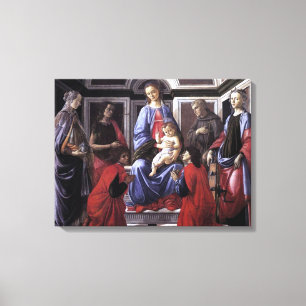 Impressão Em Tela Madona e Menino com Seis Santos - Botticelli