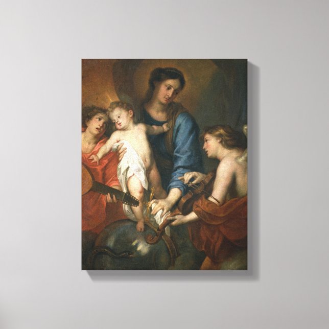 Impressão Em Tela Madonna e Child com anjos (Frente)