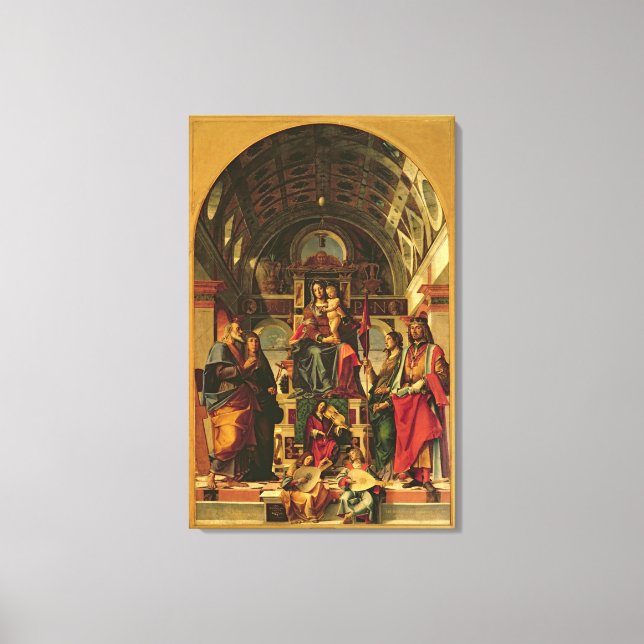 Impressão Em Tela Madonna e Criança com Santos, 1499 (Frente)