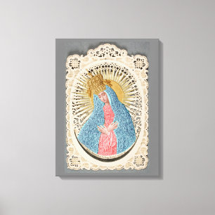 Impressão Em Tela Madonna Rainha do Céu em Lace