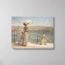 Impressão Em Tela Mãe e Filhas caminhando em uma ponte na Itália