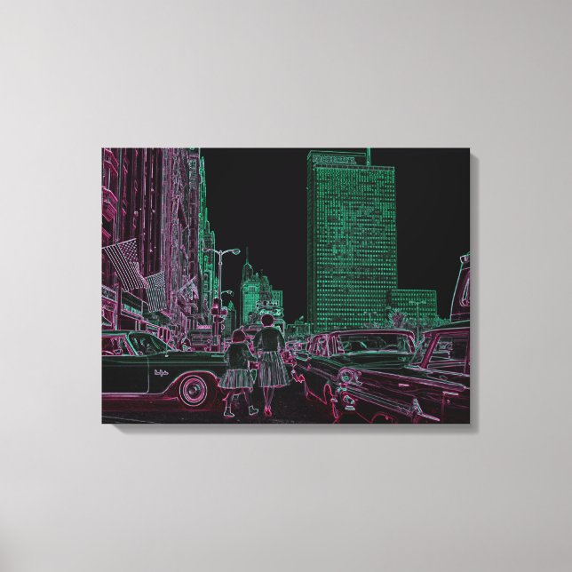 Impressão Em Tela Mãe Filha Comprando Michigan Ave Chicago 1961 (Frente)