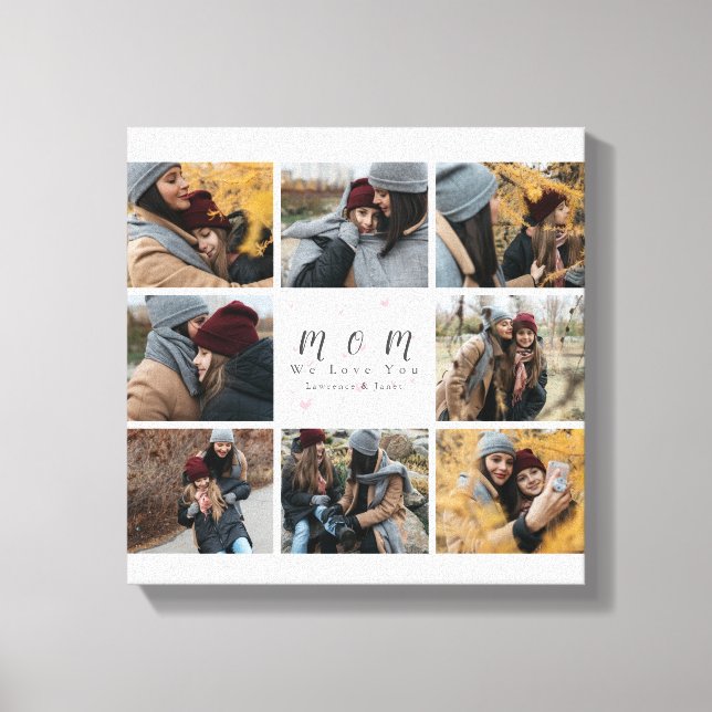 Impressão Em Tela Mãe Monograma Personalizado 8 Fotografia Colagem F (Frente)