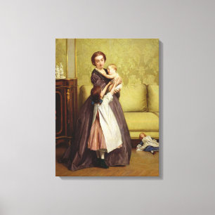 Impressão Em Tela Mãe nova com suas crianças em um salão de belez