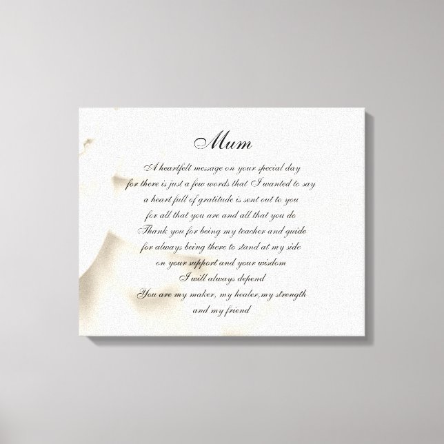 Impressão Em Tela Mãe / Poema da mãe (Frente)