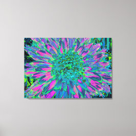 Impressão Em Tela Magenta Psicodélica Aqua e Verde limão Dahlia