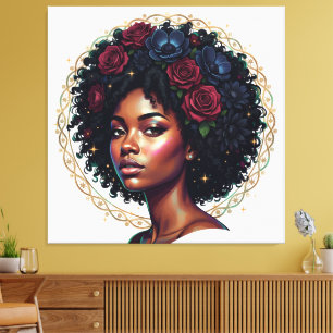 Impressão Em Tela Magia de Menina Preta Afro Diva