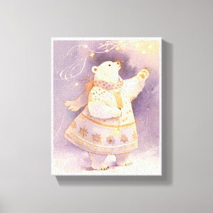 Impressão Em Tela Mágica de Inverno do Urso Polar Arte Caprichosa