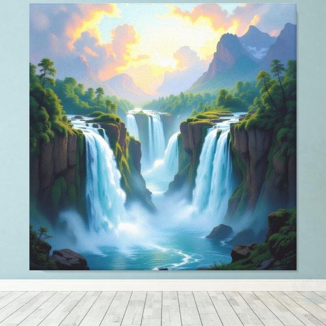 Impressão Em Tela Magie des Wasserfalls (Insitu(piso de madeira))