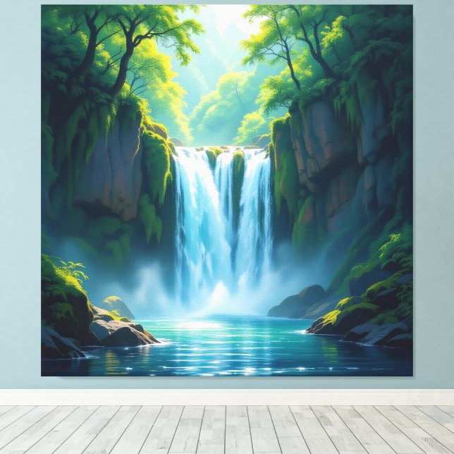 Impressão Em Tela Magie des Wasserfalls (Insitu(piso de madeira))