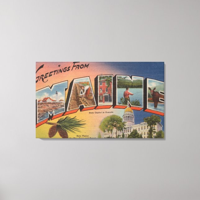 Impressão Em Tela Maine (Capital Estatal/Flor)Letra Large (Frente)