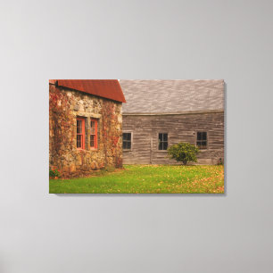 Impressão Em Tela Maine, construção de pedra velha e celeiro de