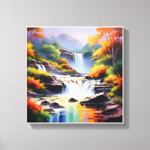 Impressão Em Tela Maiúscula cascata em colunas vibrantes do outono