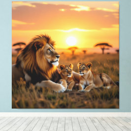 Impressão Em Tela Majestätische Löwenfamilie 