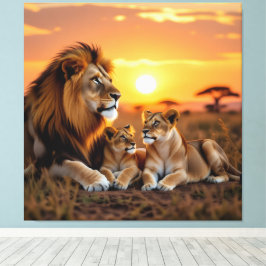 Impressão Em Tela Majestätische Löwenfamilie 