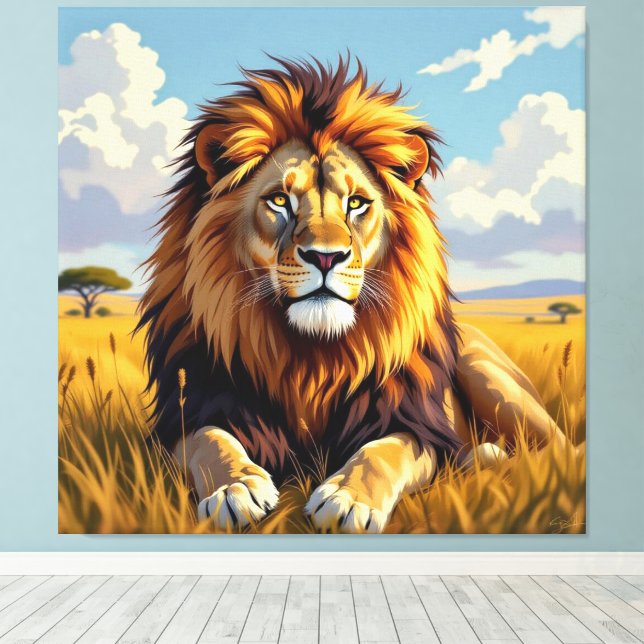Impressão Em Tela Majestätische Löwenfamilie  (Insitu(piso de madeira))