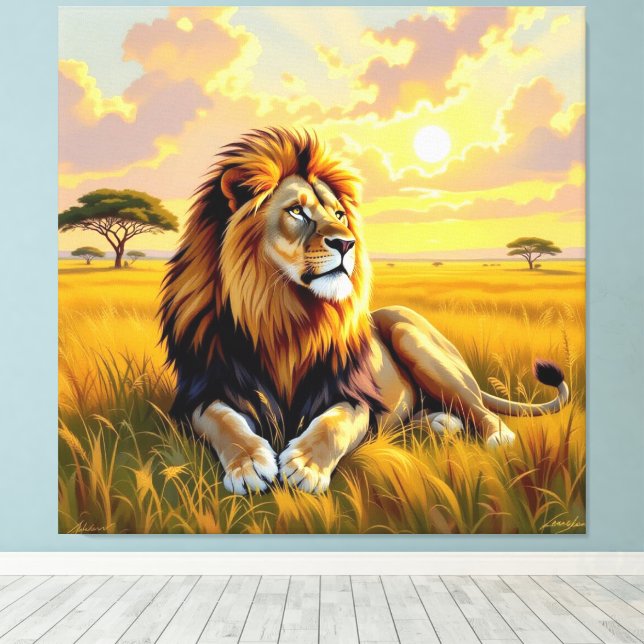 Impressão Em Tela Majestätische Löwenfamilie  (Insitu(piso de madeira))