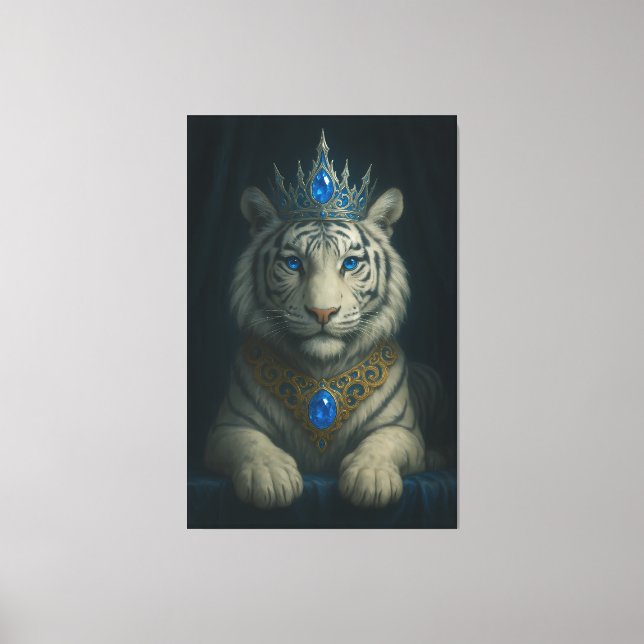 Impressão Em Tela Majestic Blue Crown Royal Tiger – Luxury Fine Art  (Frente)
