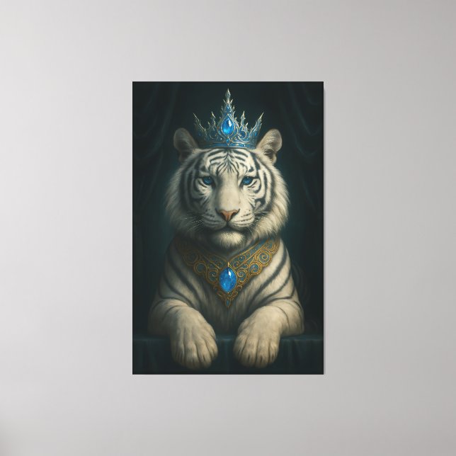 Impressão Em Tela Majestic Blue Crown Royal Tiger – Luxury Fine Art  (Frente)