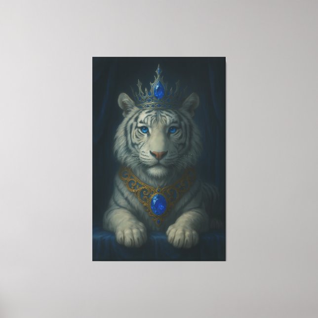 Impressão Em Tela Majestic Blue Crown Royal Tiger – Luxury Fine Art  (Frente)