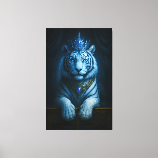 Impressão Em Tela Majestic Blue Crown Royal Tiger – Luxury Fine Art  (Frente)