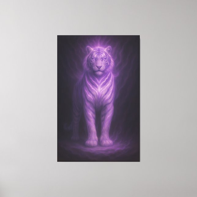 Impressão Em Tela Majestic White Tiger of Purple Lightning (Frente)