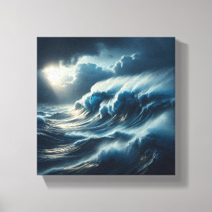 Impressão Em Tela Majestosa Onda Gigante Turquesa Desabando 