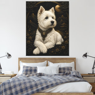 Impressão Em Tela Majestoso Fantasia de West Highland Terrier Preto