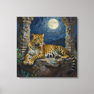 Impressão Em Tela Majestoso Leopardo na Saliência do Penhasco