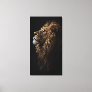 Impressão Em Tela Majestoso Retrato de Leão Força & Confiança Real