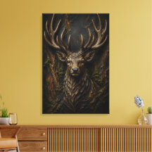 Majestoso Veado Escultural 3D Luxo Floresta Arte F