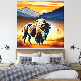 Impressão Em Tela Majexpressa Bison Sunset